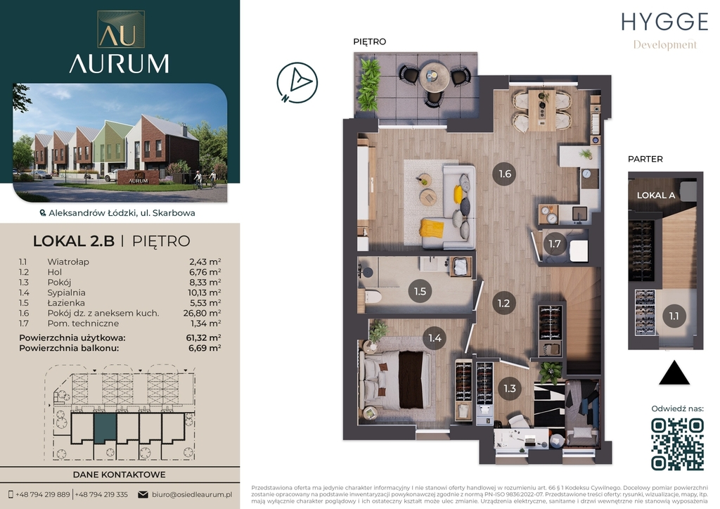 | 61 m² z balkonem i poddaszem - AURUM
