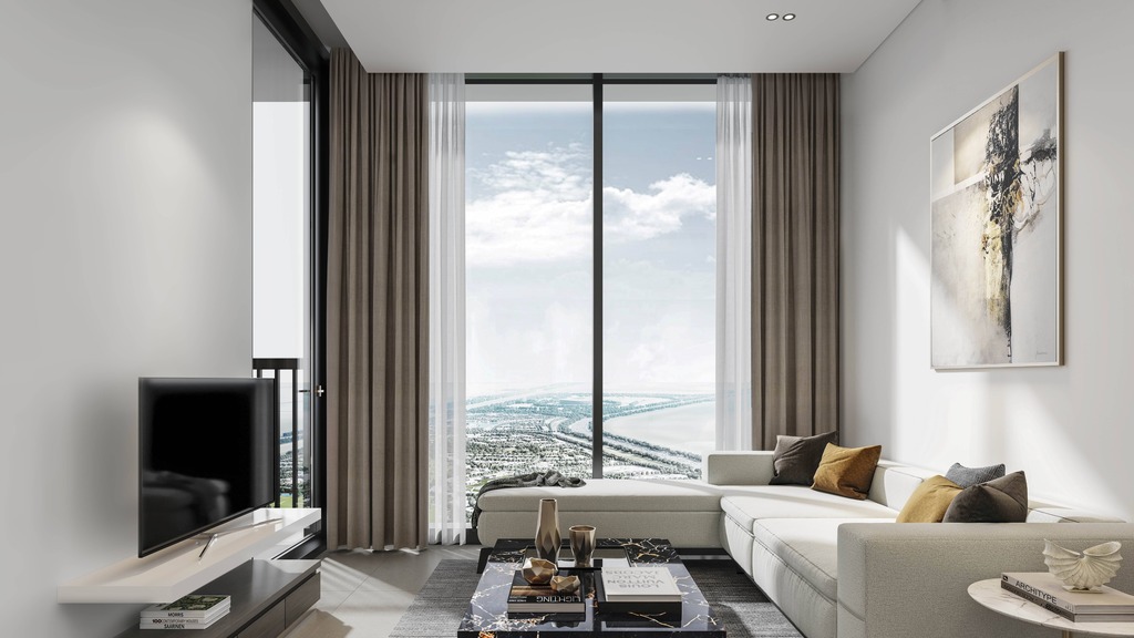 Apartament z widokiem na panoramę Dubaju