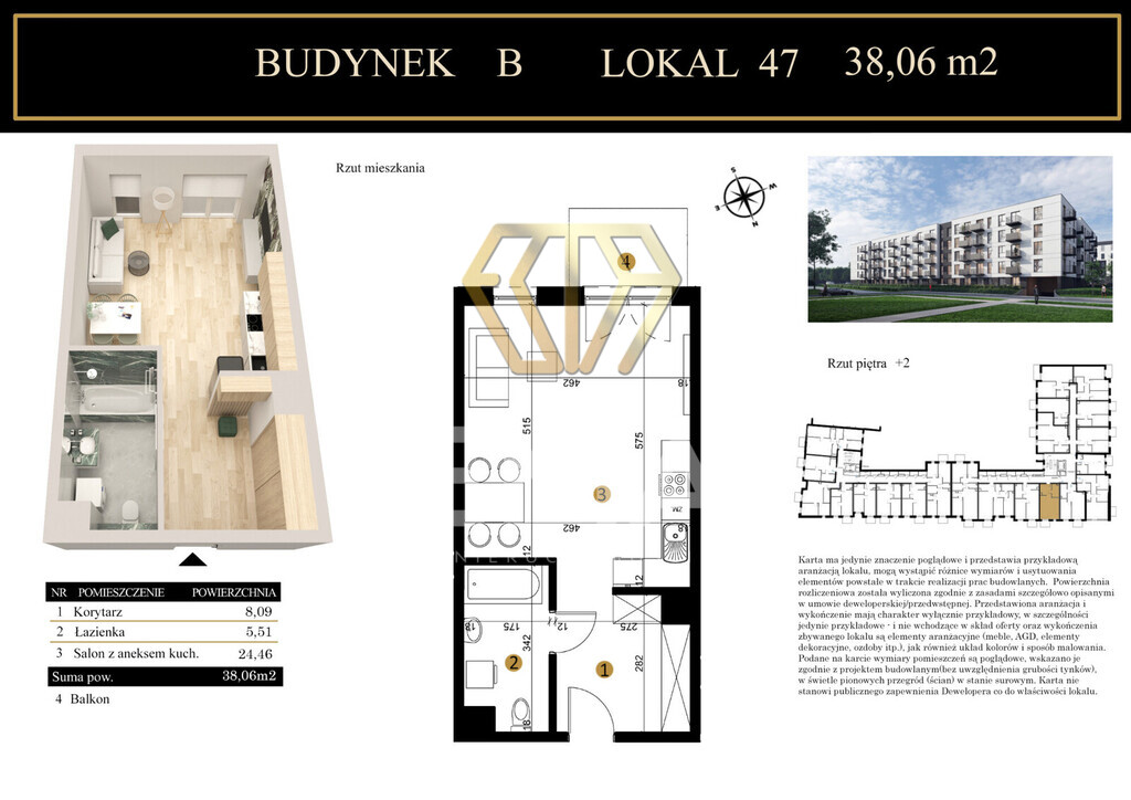 Luksusowe mieszkanie Podjasnogórska 38,06m2 balkon