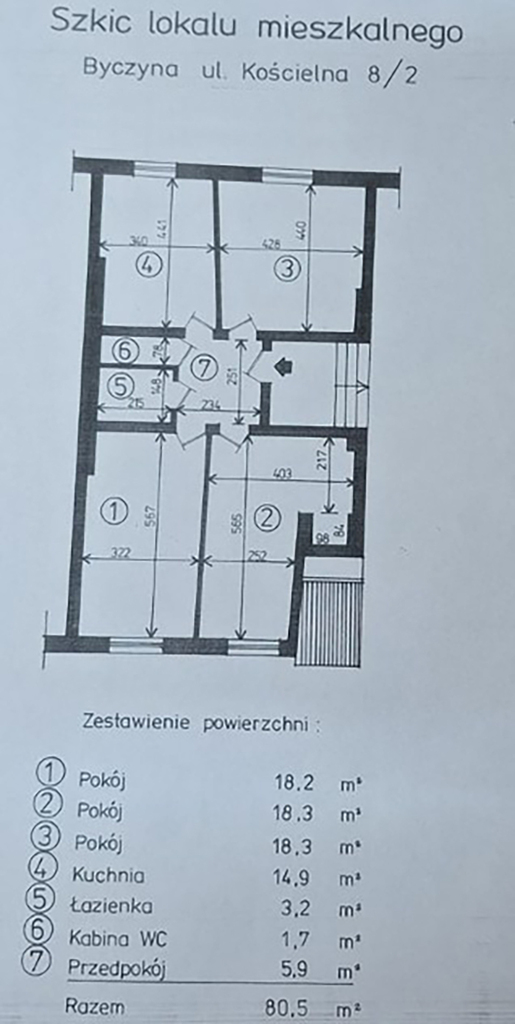 Na Sprzedaż mieszkanie 3 pok, pow. 80 m2, Byczyna