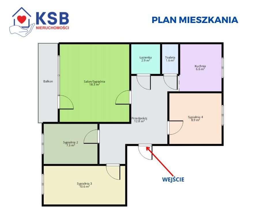 Mieszkanie 4 pokoje 68,71m2 p.2 Osiedle Ogrody