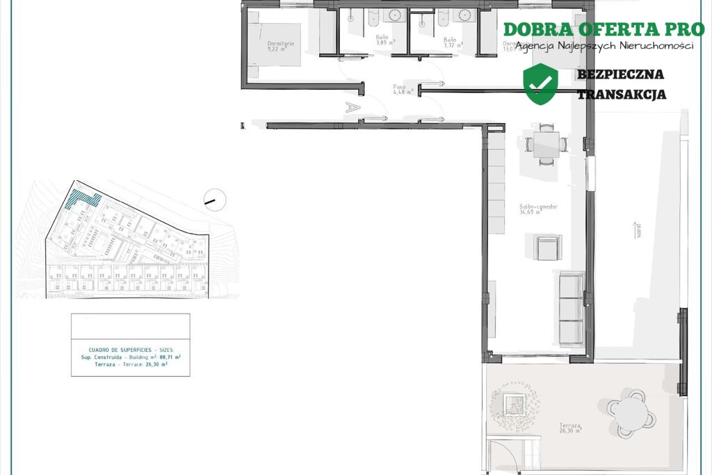 Apartament 3 pokoje w Aquilas - 700m od morza!