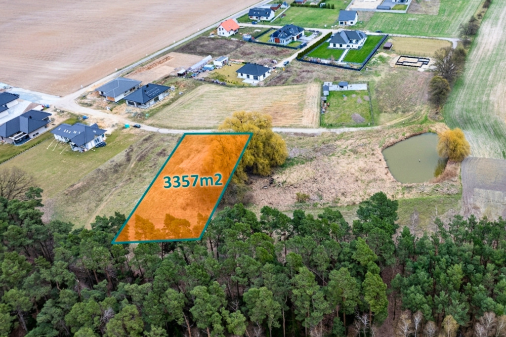 Porażyn działka budowlana 3357m2 MPZP| pod lasem