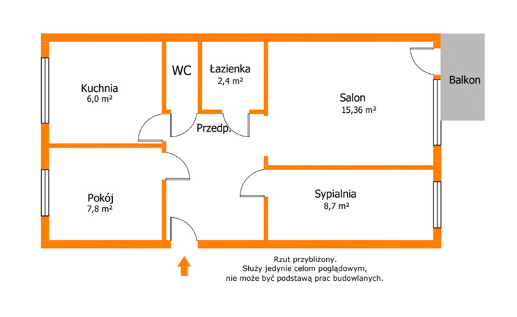 3 pokoje z balkonem | 48 m² | Brodnica