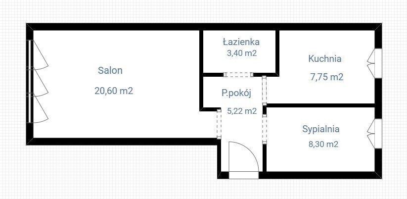 Centrum Szczecina | 2 pokoje | 45,27 m² | parter