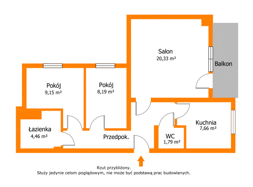 Przestronne, rozkładowe 3-pokojowe mieszkanie