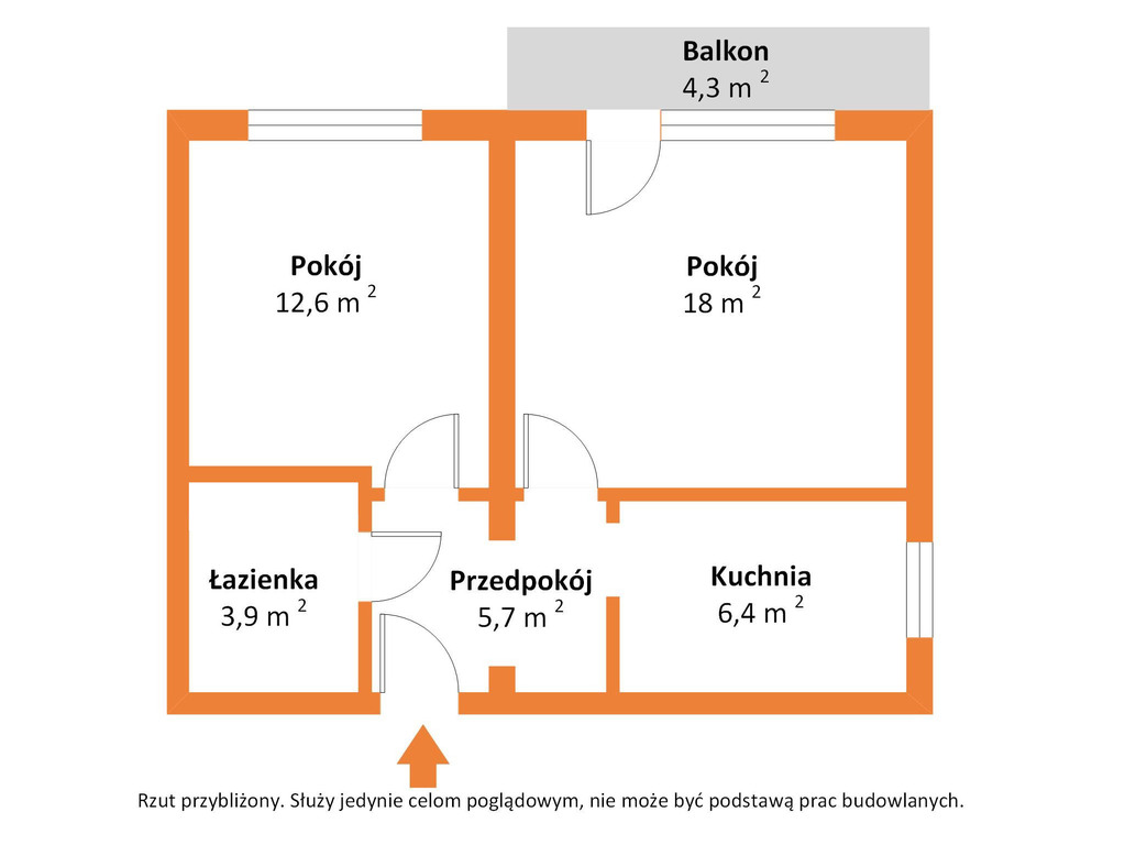 2 pokoje 48,3 m² | Kędzierzyn-Koźle, Zachód