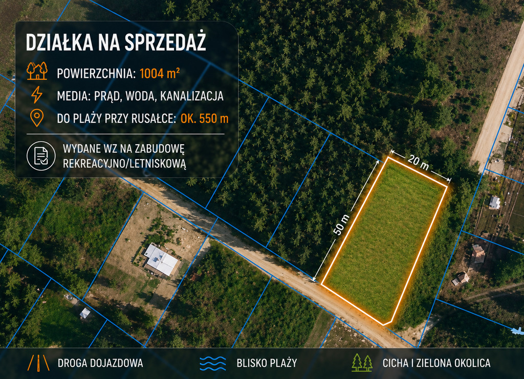 Działka z WZ nad J.Białym. Budujesz od zaraz!