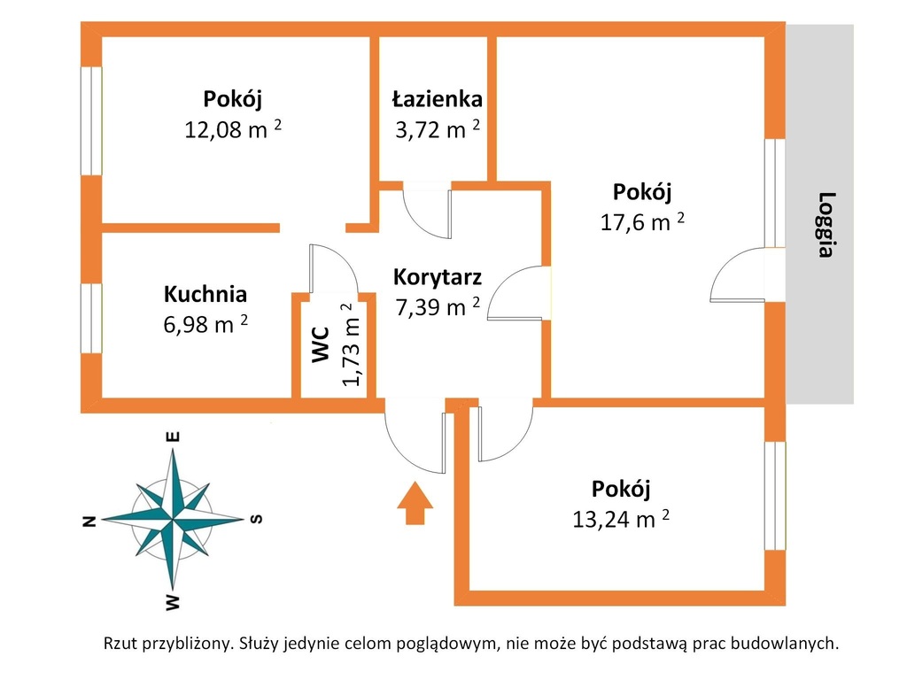 Rozkładowe 3 pokoje 62,7 m² balkon + piwnica