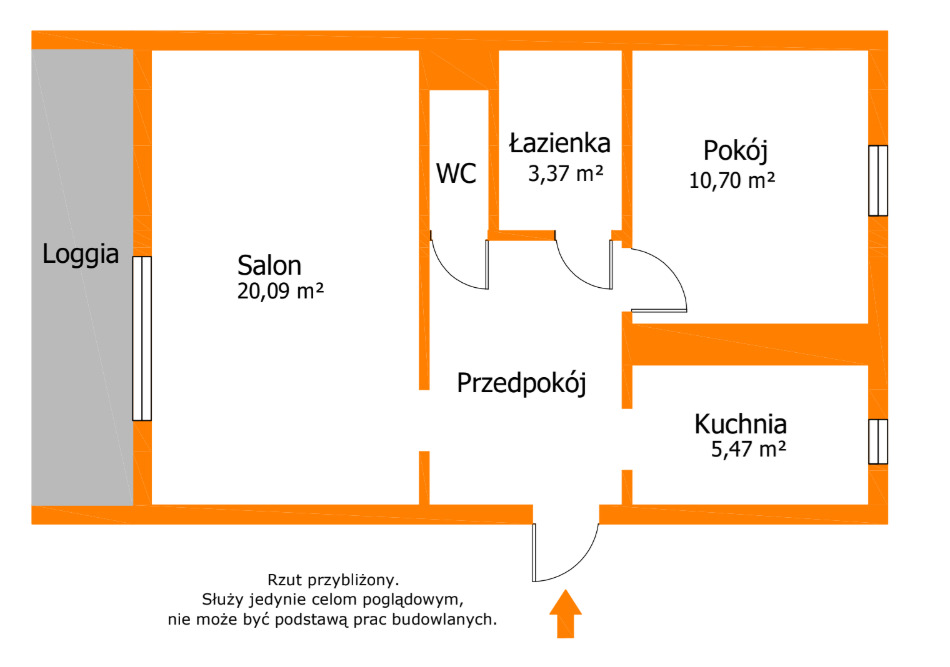 Przestronne 2-pokojowe mieszkanie z loggią.