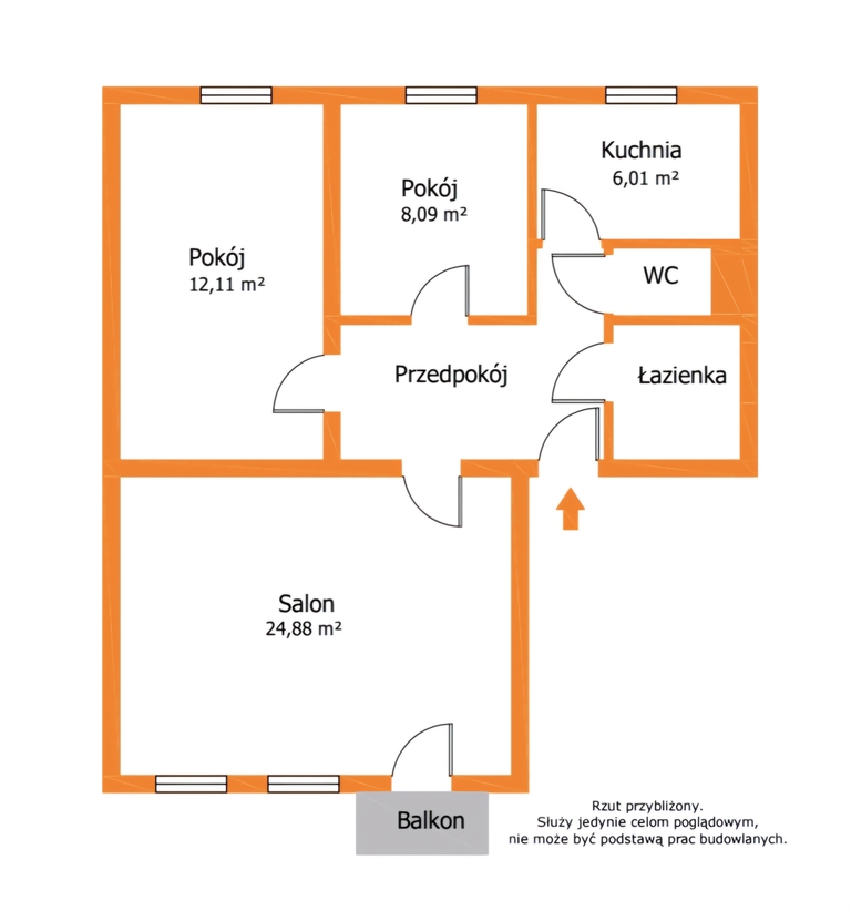 Rozkładowe 60,82 m² w Pabianicach, blisko Łodzi