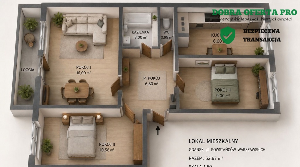 3 pokoje | balkon | Gdańsk Suchanino