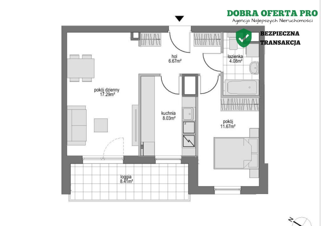 2 pokoje | loggia 9 m² | garaż | 2018