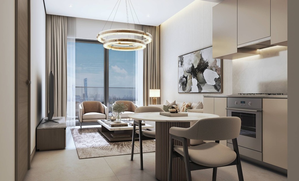 Apartament 1 sypialnia z balkonem w nowej dzielnicy Dubaju