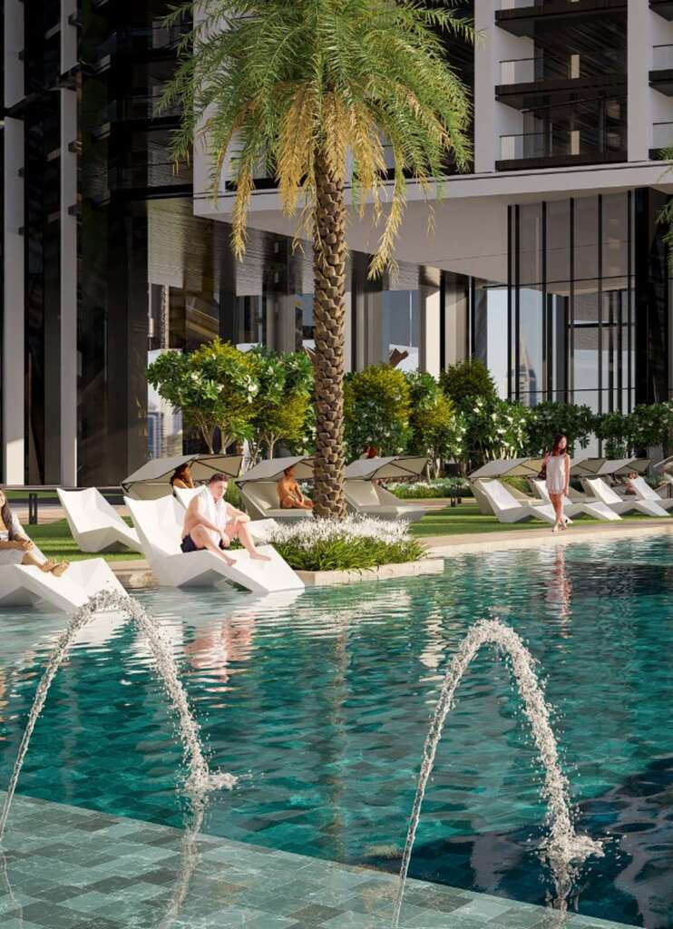 Apartament 1 sypialnia z balkonem w nowej dzielnicy Dubaju