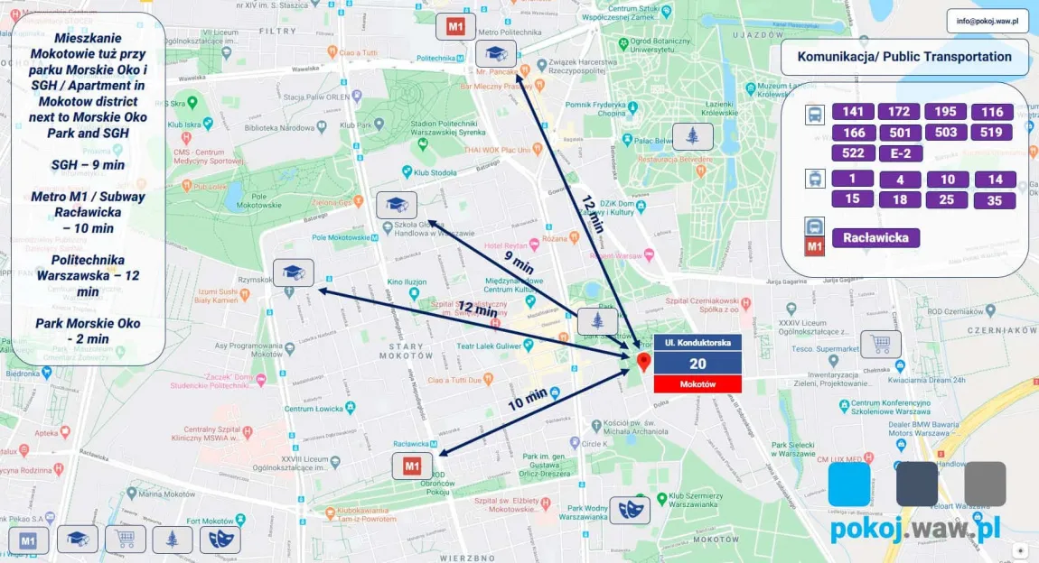 Pokój #3 z balkonem przy Konduktorskiej 20
